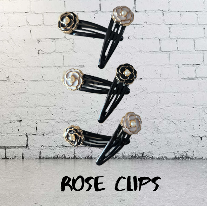 ROSE HAIR CLIPS - ELEGANTLY GOTH - PACK OF 2