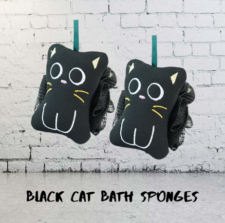 BLACK CAT BATHING SPONGE - CUTE & COZY
